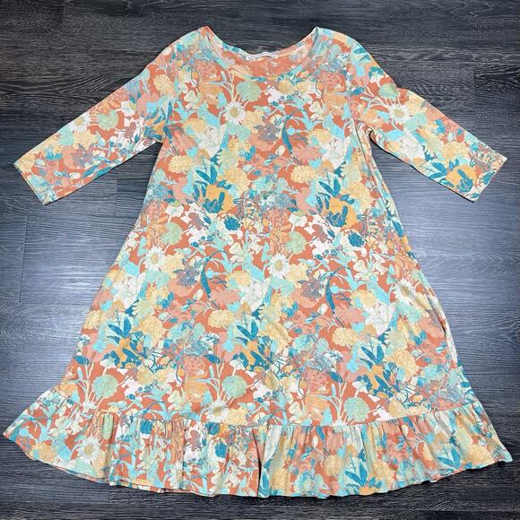 Peruvian Connection Women’s Latana Pima Cotton Medium Jersey Pockets Ruffle Hem - Picture 3 of 11